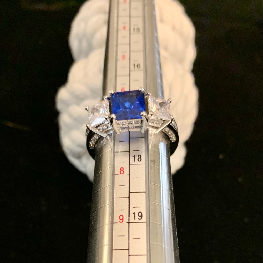 Simulated Sapphire And Cubic Zirconium Ring. - image 1